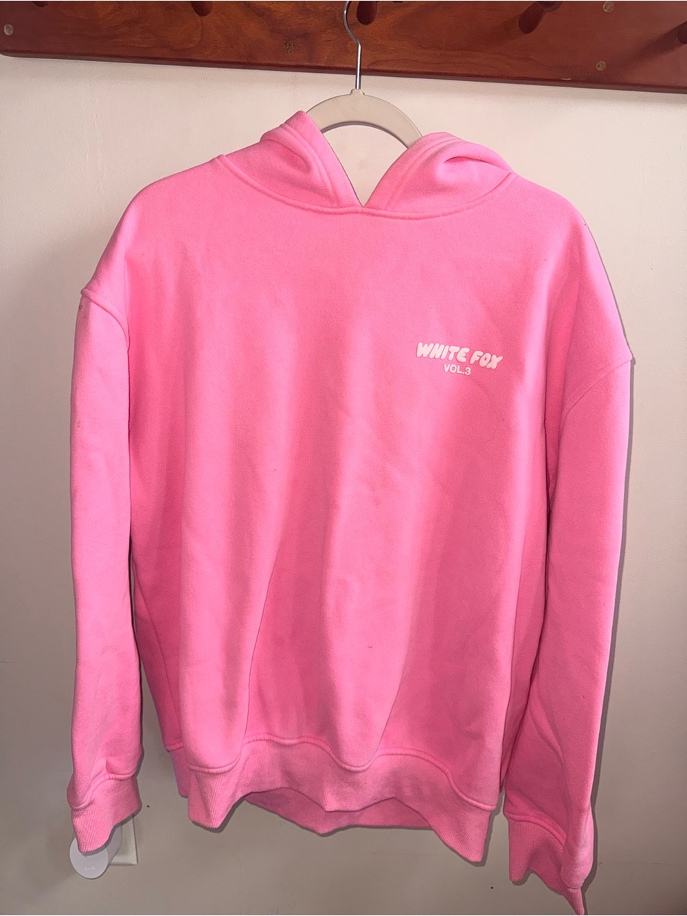 White Fox Boutique Pink Logo Crewneck Hoodie